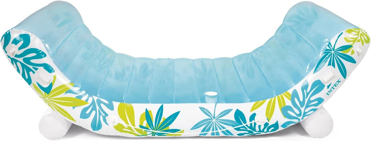 Chaise longue gonflable Tropical Canopy Lounge Intex 56294 Blanc/bleu
