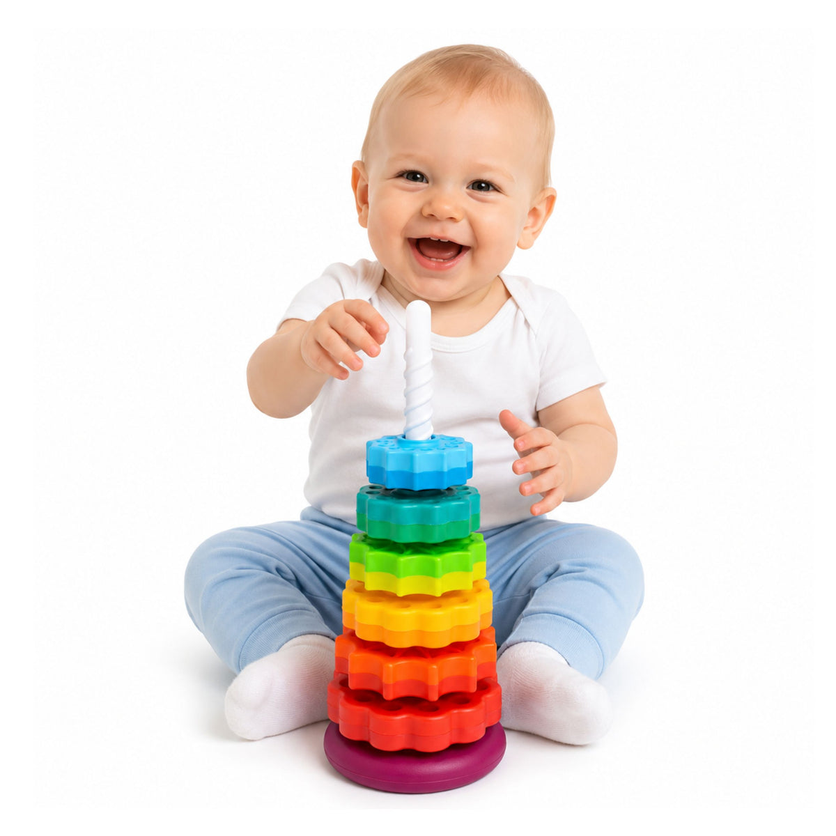Rotating Pyramid Tower Sorter Rainbow Puzzle 36cm 6 El.