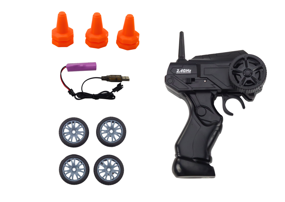 Remote Controlled R/c Sports Car 1:24 Orange Interchangeable Wheels