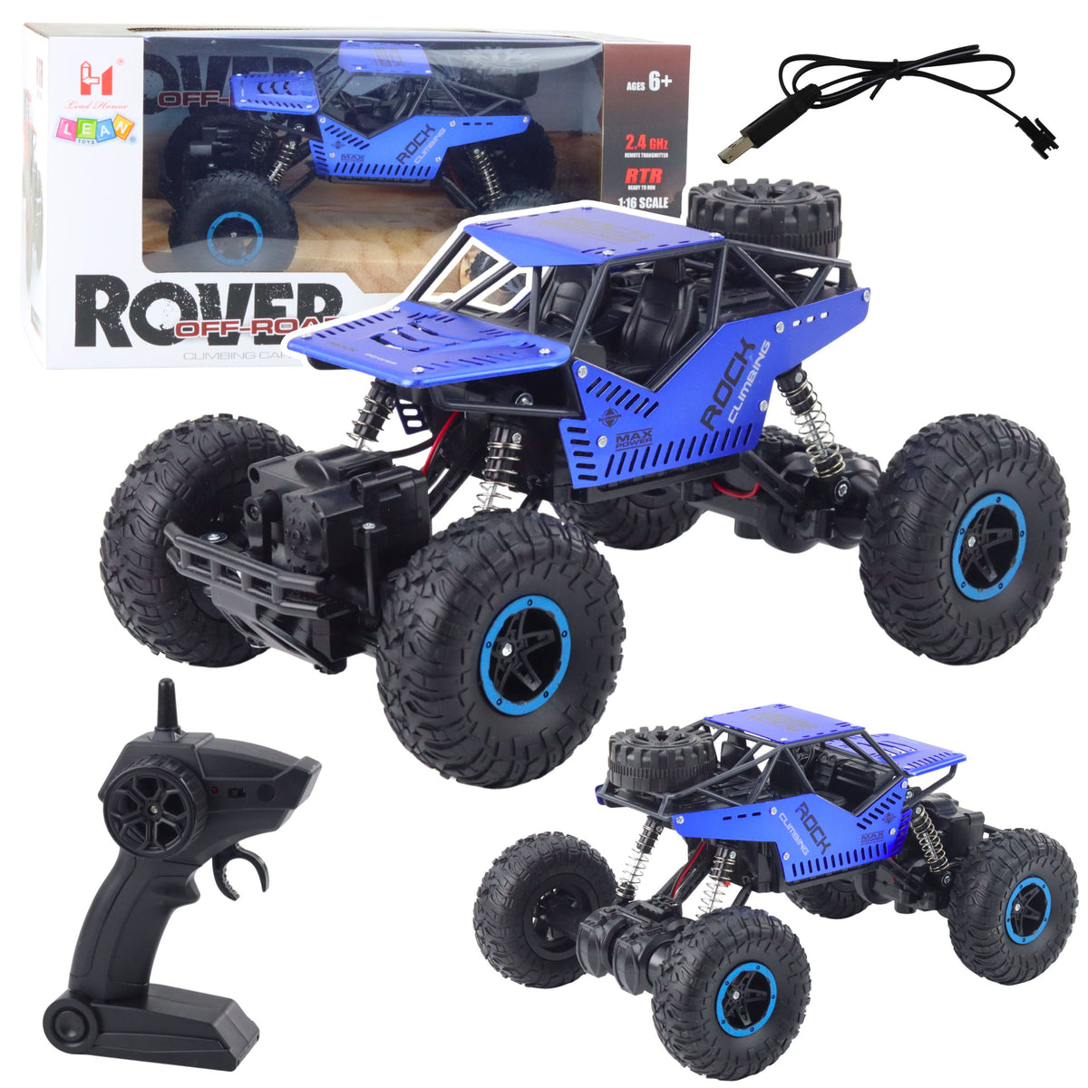 Rc Off-road Car Remote Controlled Blue 2.4g 1:18