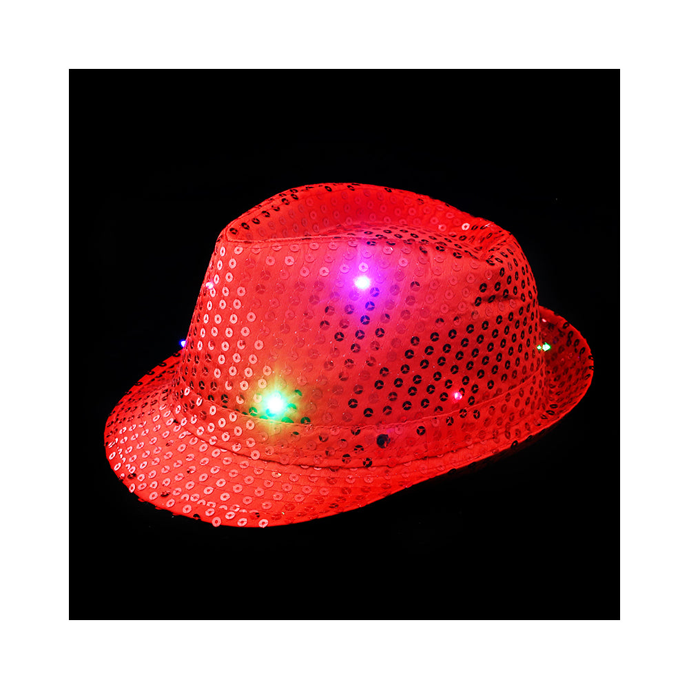 Rød Disco Hat Med Led