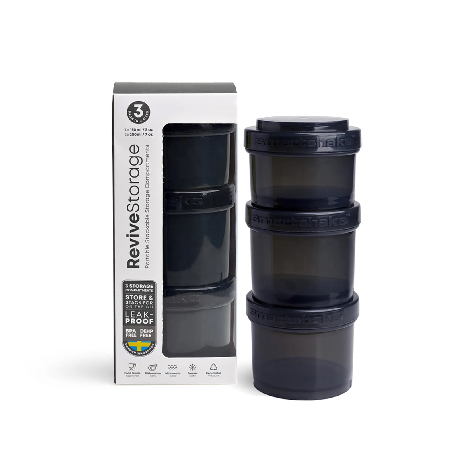Smartshake Revive 3in1 Dispenser Sæt - 550 Ml Sort