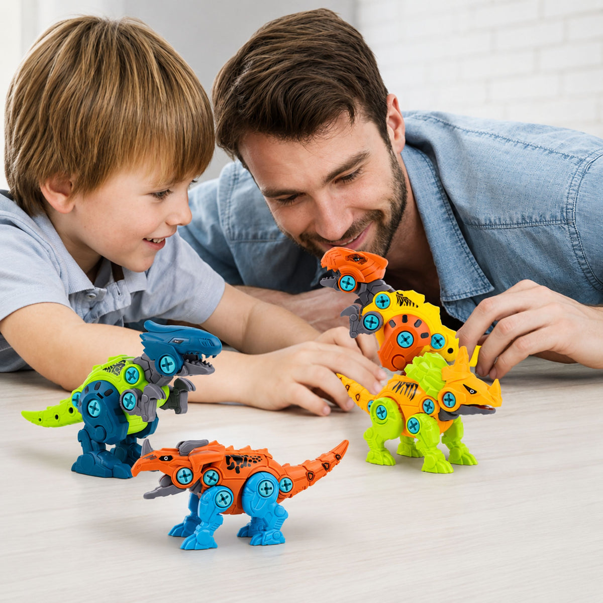 Dinosaur Construction Blocks Screwing Set With Screwdriver 4-in-1