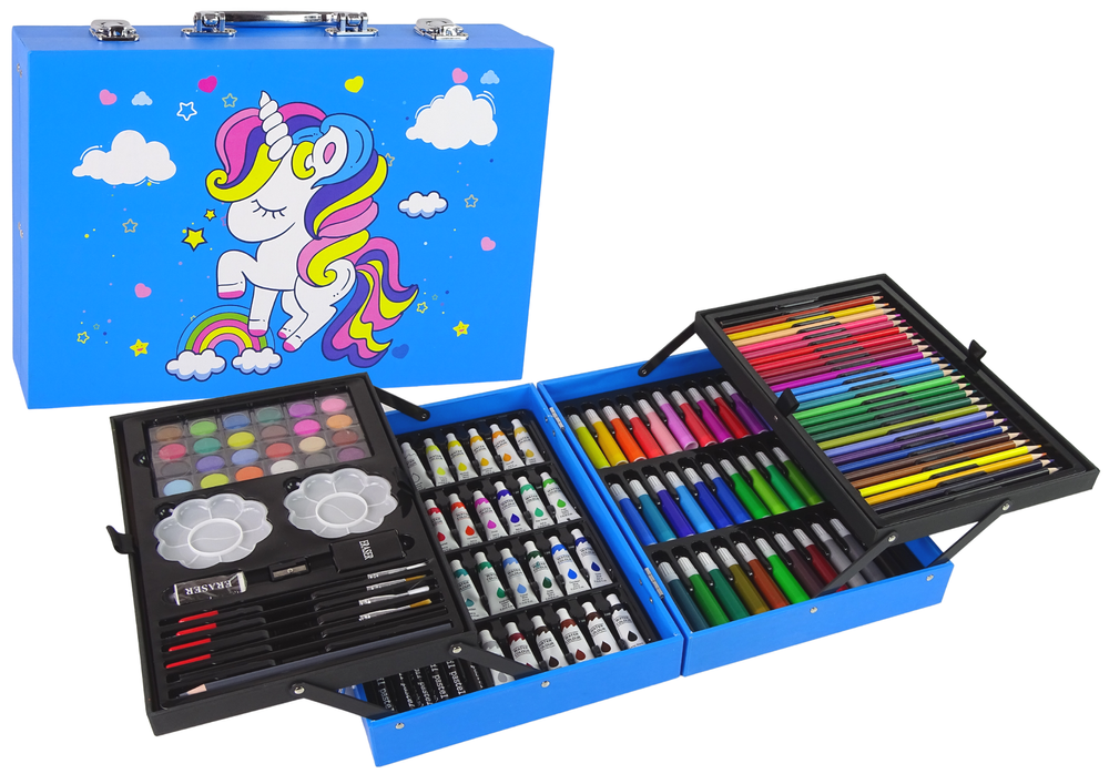 Large Art Set In A Suitcase 145 Pieces Unicorn