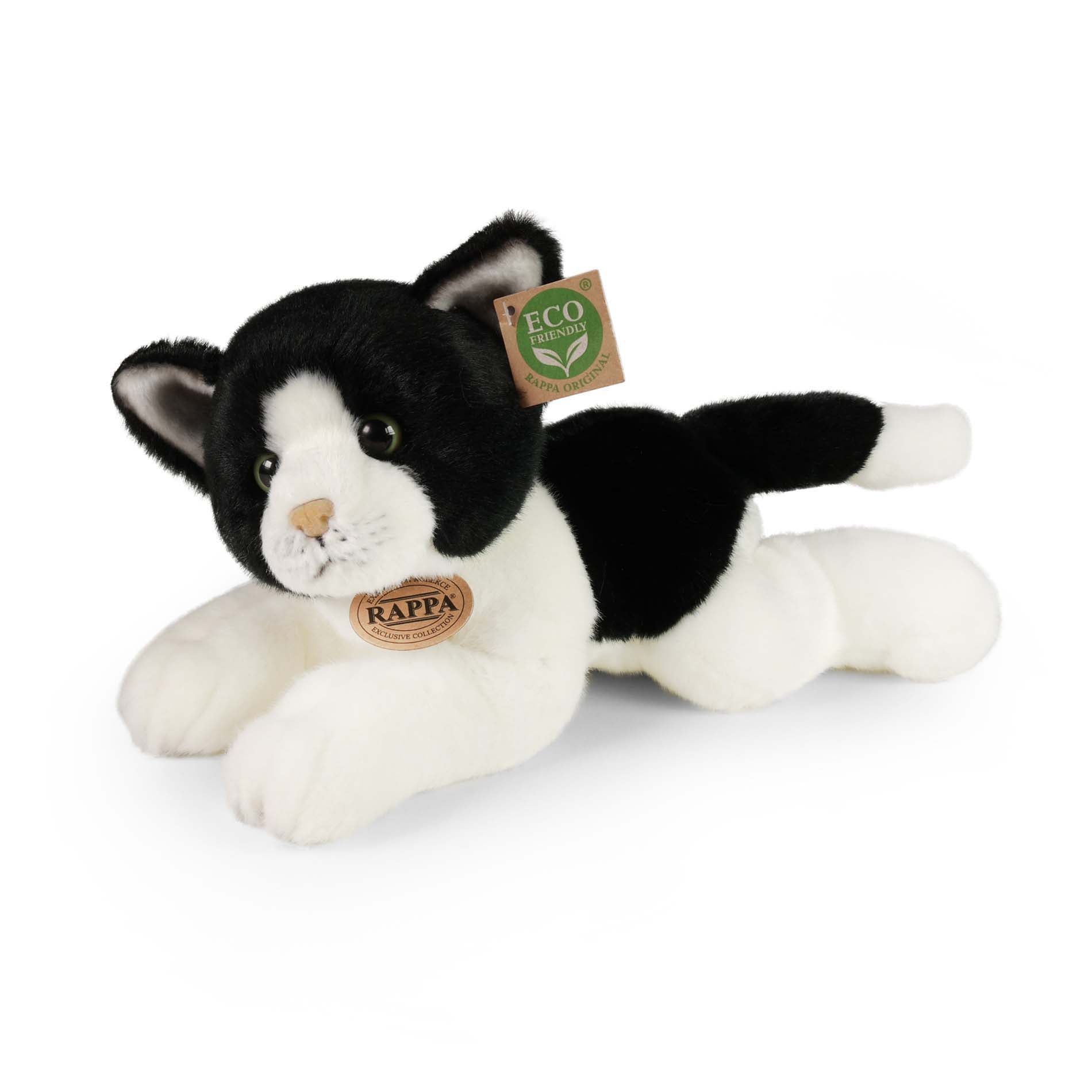 Peluche Gato Blanco/Negro 30 Cm Ecológico