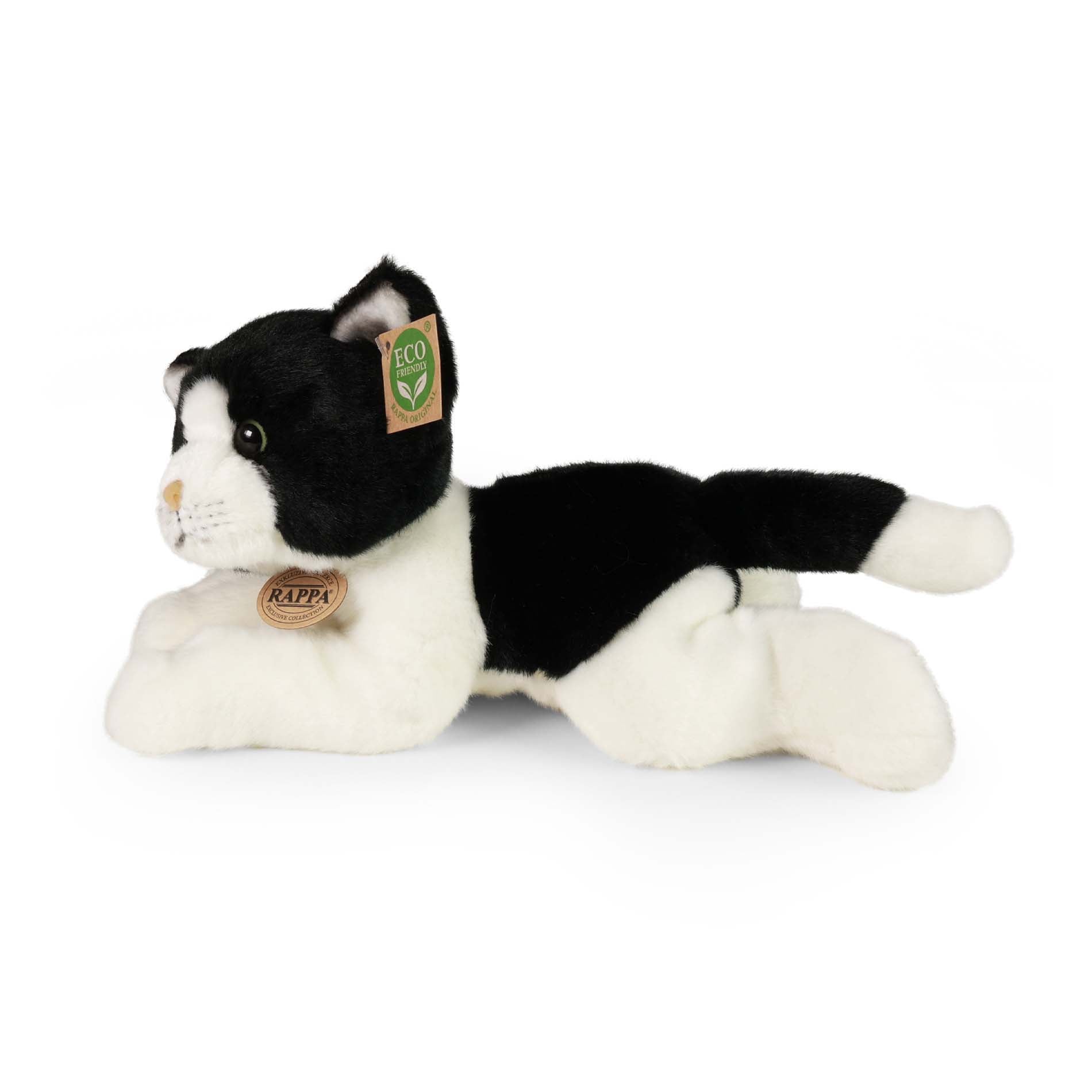 Peluche Gato Blanco/Negro 30 Cm Ecológico
