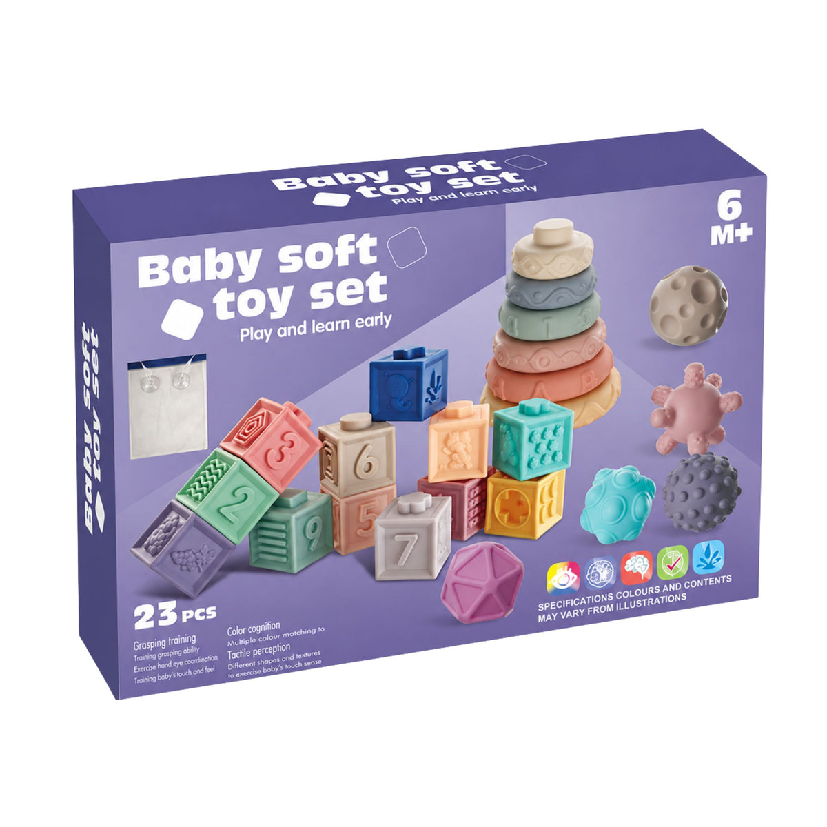 Soft Rubber Educational Blocks Animals Numbers Patterns Colorful 27 Pcs.