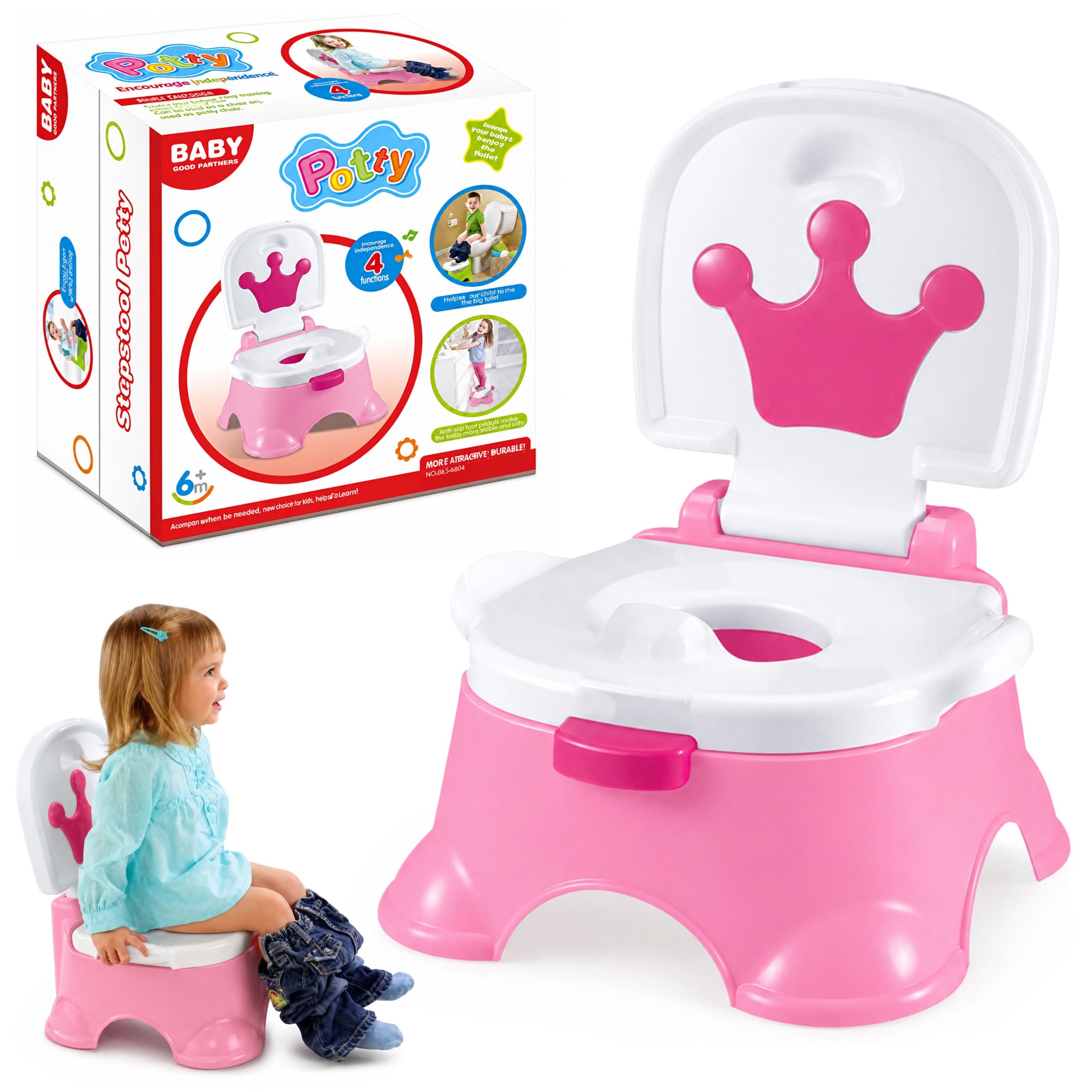 Interactive Pink Potty With Crown Musical Toilet For Toddlers 5 In 1