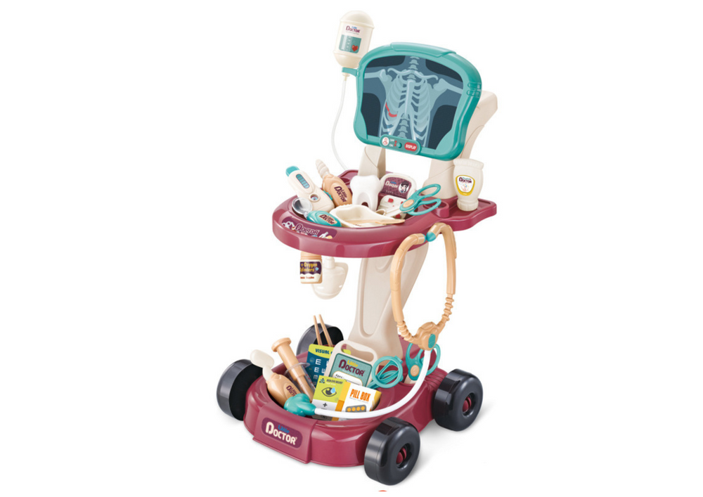Medical Set On A Trolley Little Doctor's Table Ekg Tools