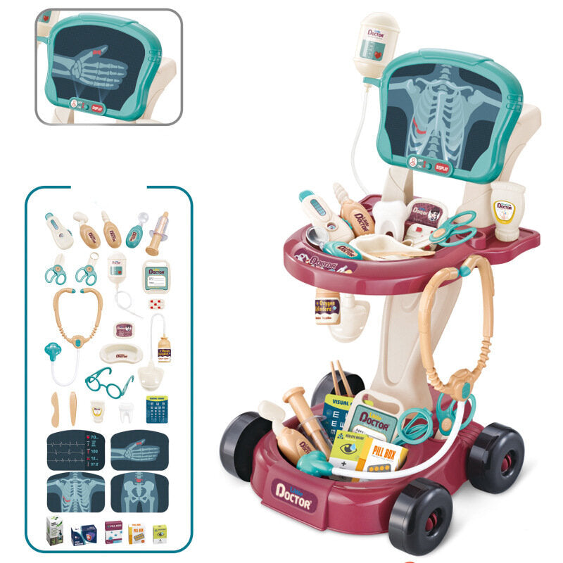 Medical Set On A Trolley Little Doctor's Table Ekg Tools