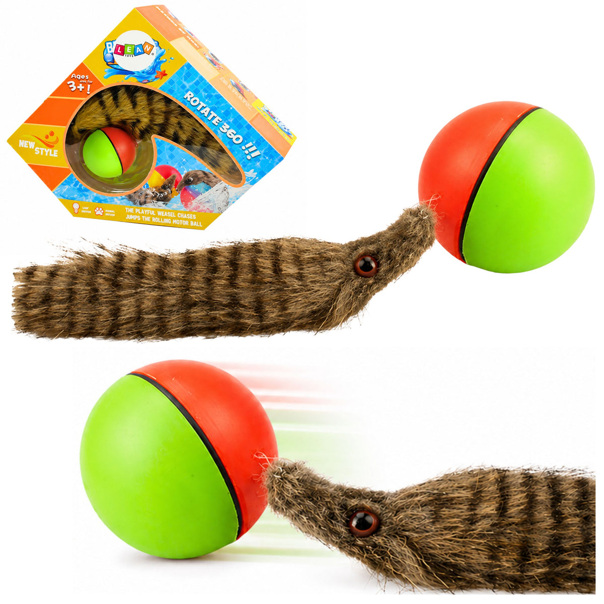 Ball With Fluffy Ferret Tail Interactive Bath Toy