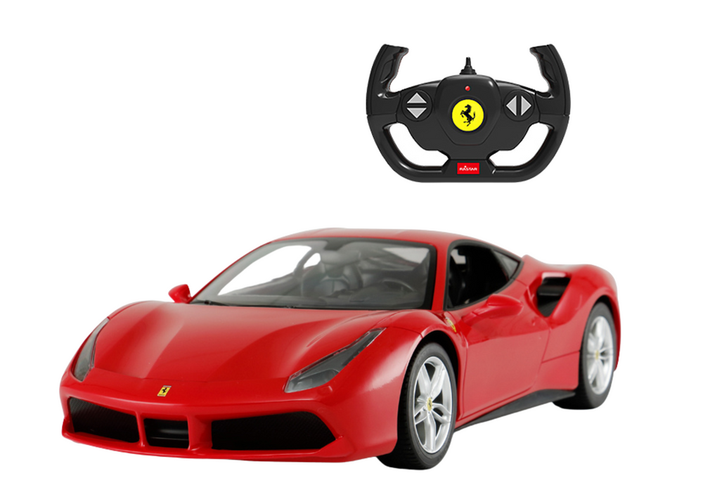 Telecomanda Auto Masina Rc Ferrari 488 Gtb Telecomanda Rosie 1:14
