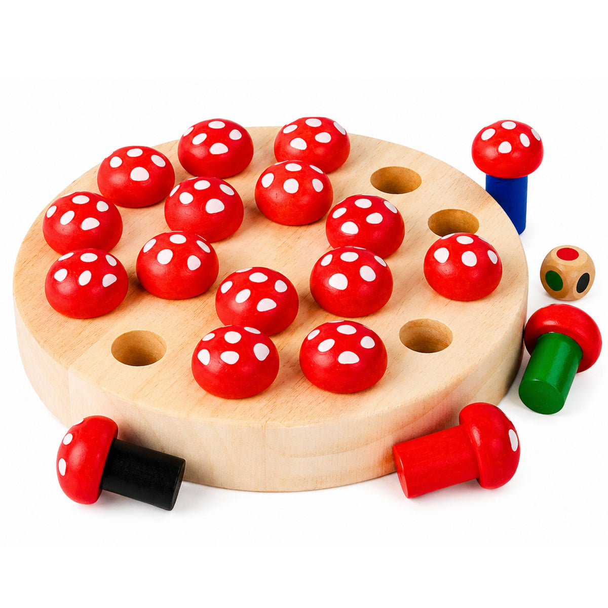 Family Memory Game Toadstools Wooden