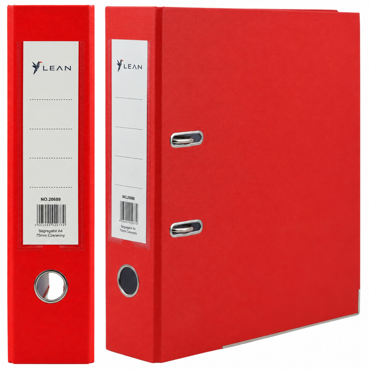 A4 documentbinder/75 mm hendelmechanisme rood