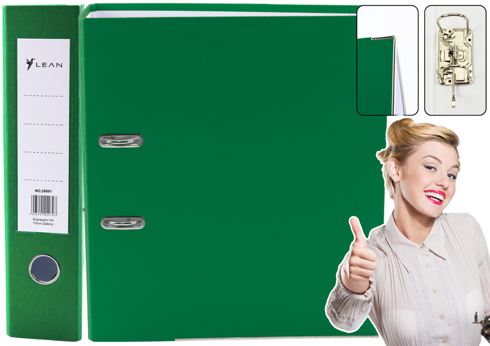 A4 Document Binder/75mm Lever Mechanism Green