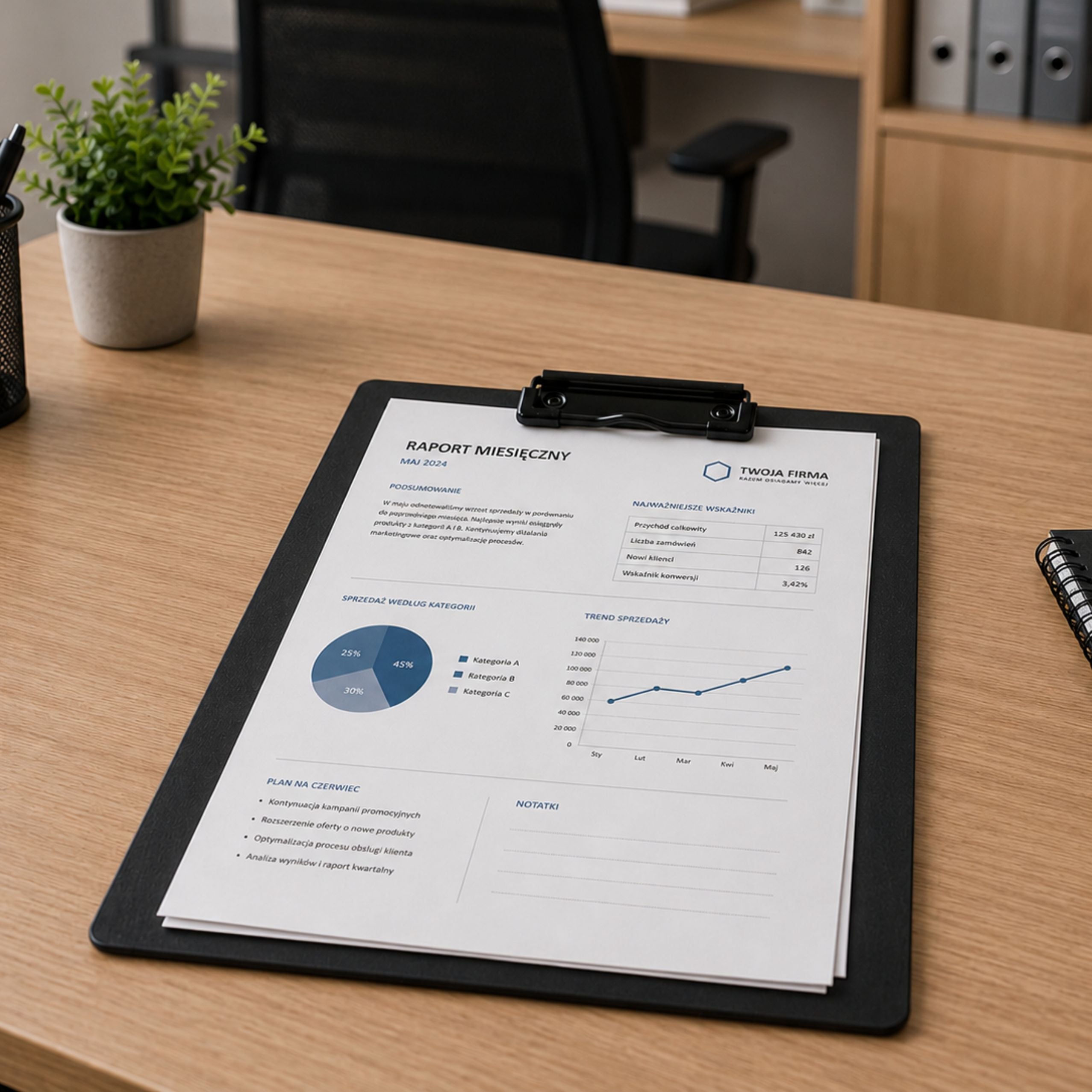 Clipboard For Writing On A Board With A Clip For A4 Office Documents Black