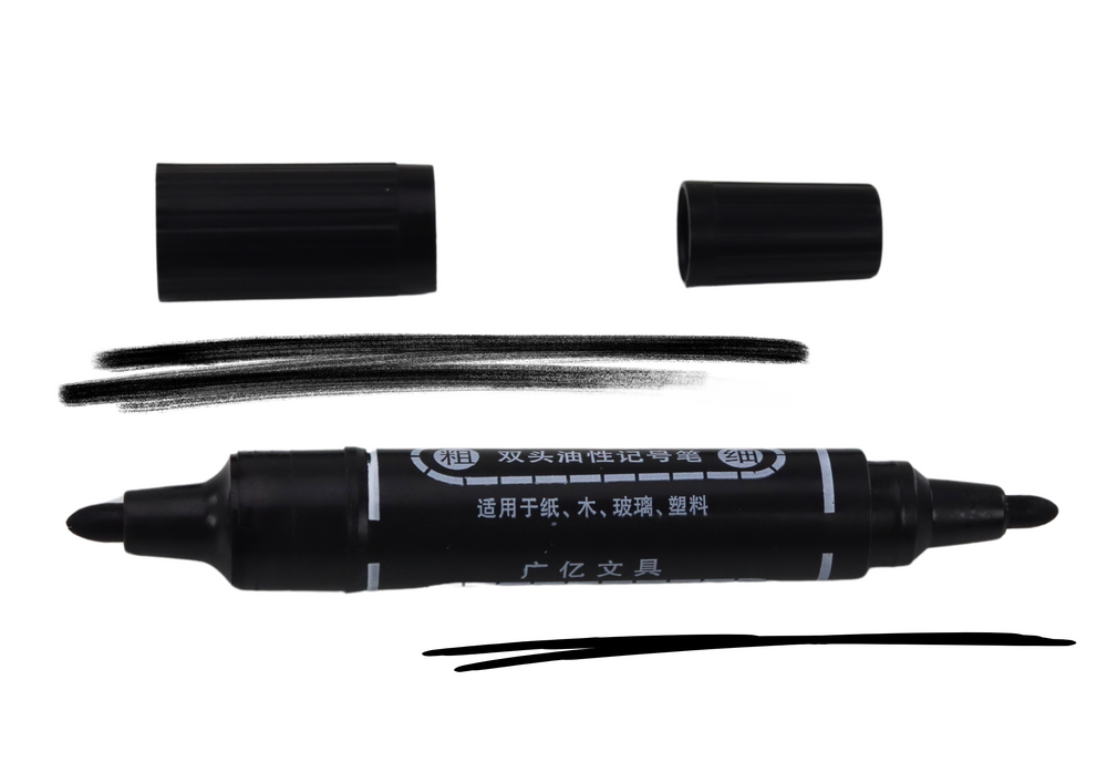 Double-sided Waterproof Marker Set Black 10pcs.