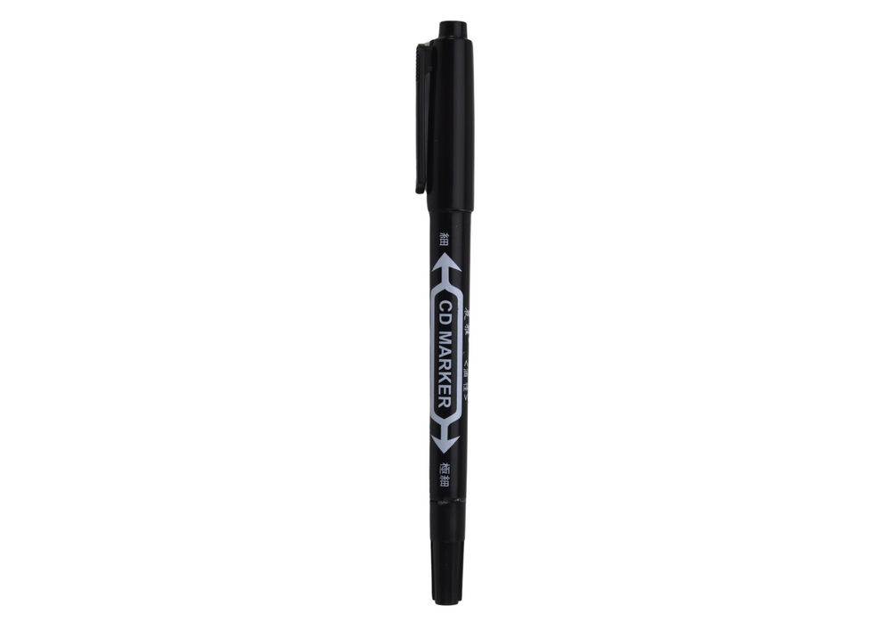 Set Of Double-sided Waterproof Markers For Cds Black 10pcs.