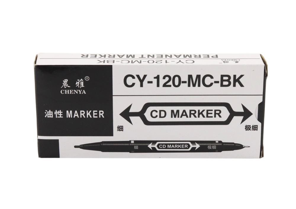 Set Of Double-sided Waterproof Markers For Cds Black 10pcs.