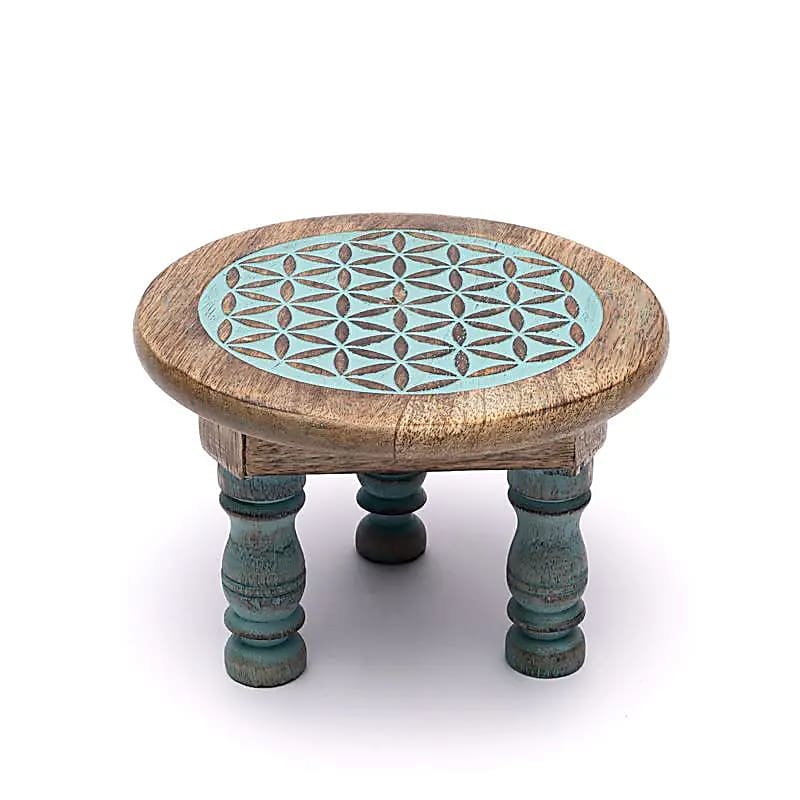Mesa de Altar Azul Impressão Flor da Vida - ±15x15x10cm