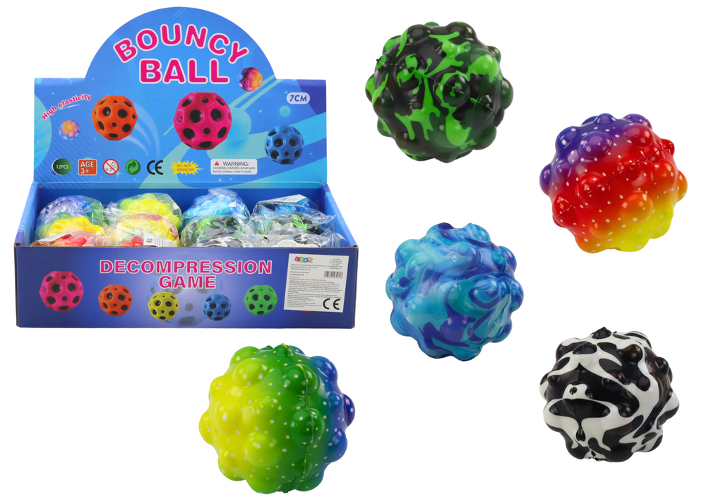 Kneading And Bouncing Ball With Studs Colorful 6.5cm