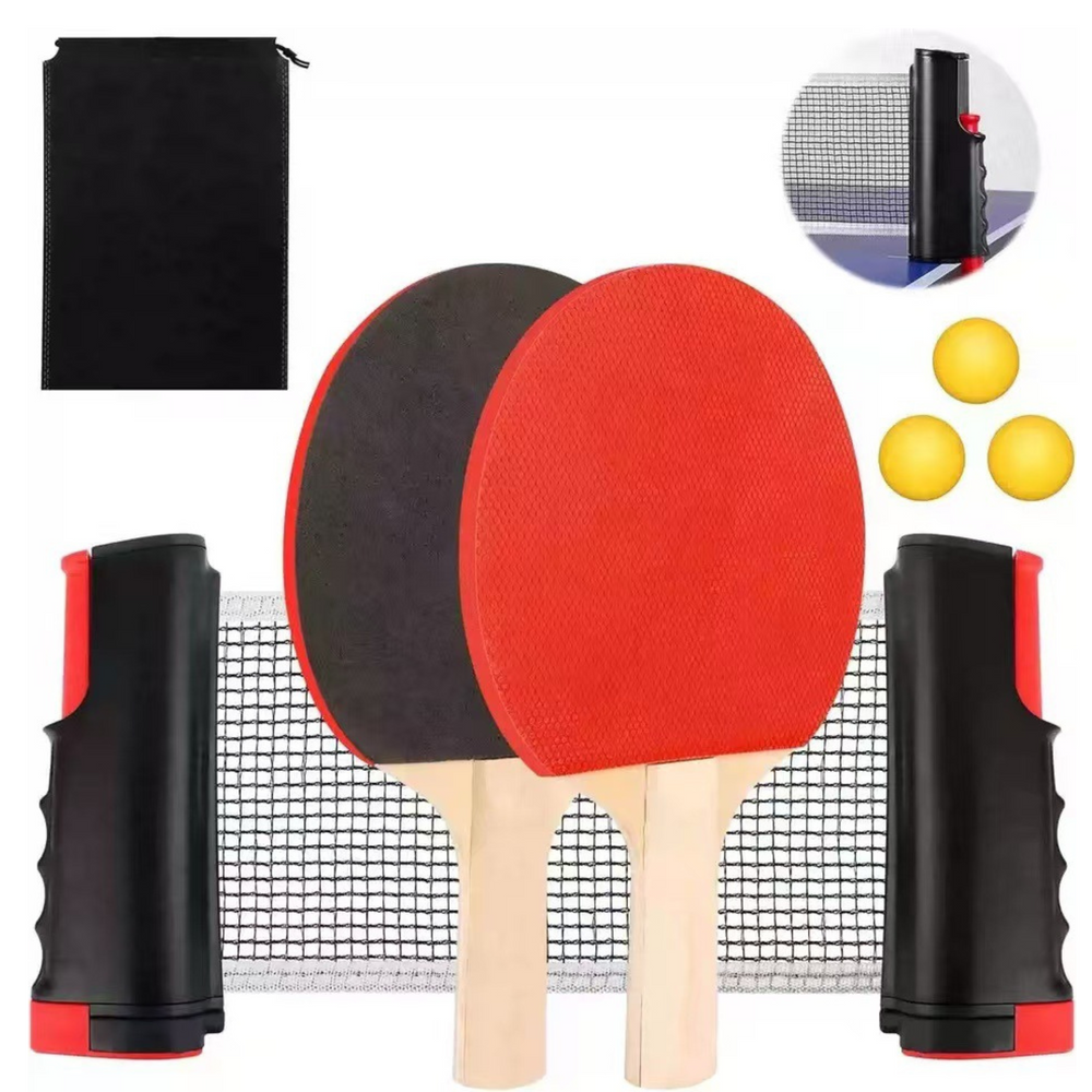 Ping Pong Table Tennis Set Net Rackets Balls 3pcs