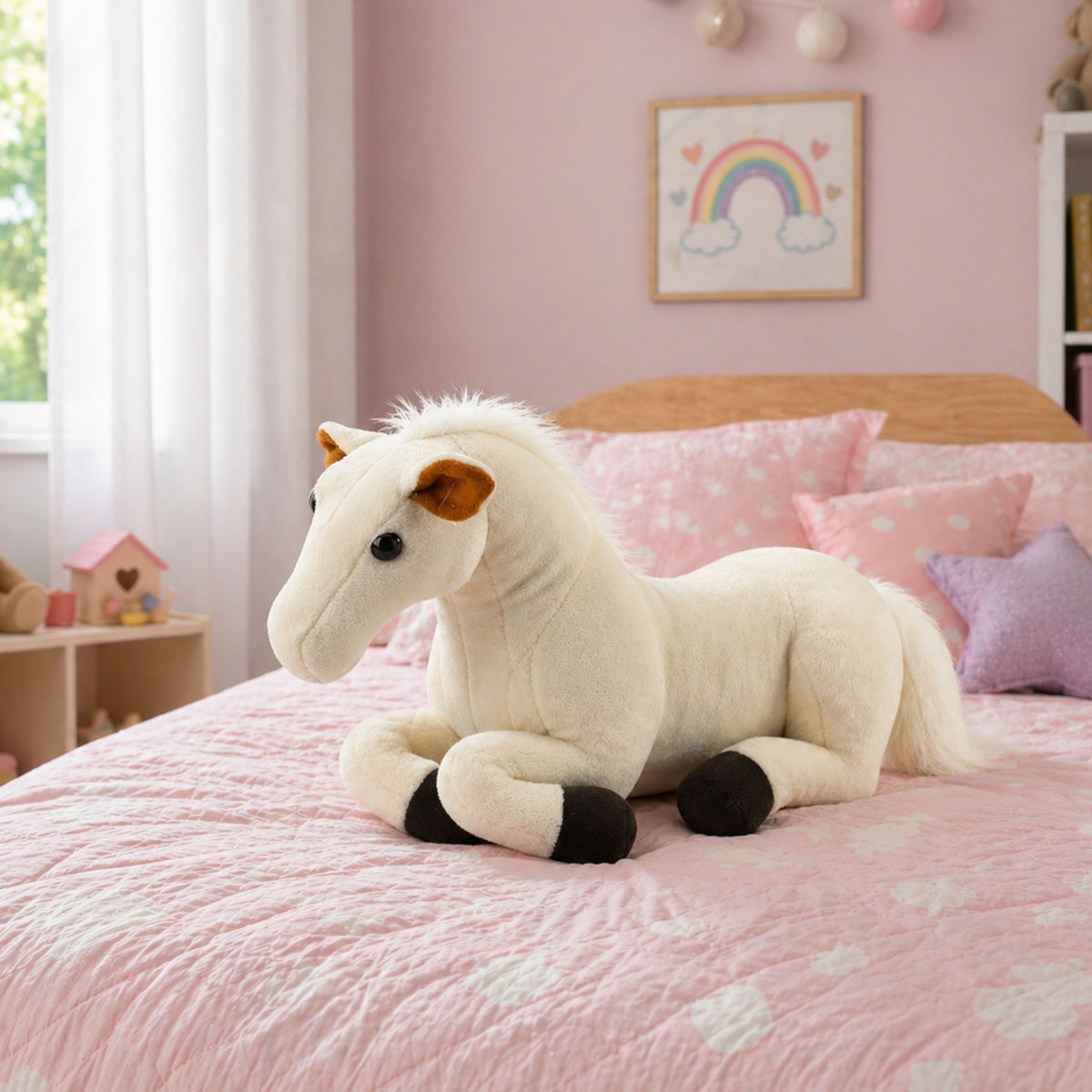 Plush Horse Plush Toy Mascot Cuddly Toy White 40cm X 37cm