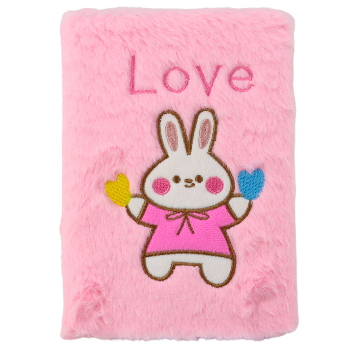 Plush Notebook Lined With Bunny Love Inscription Pink