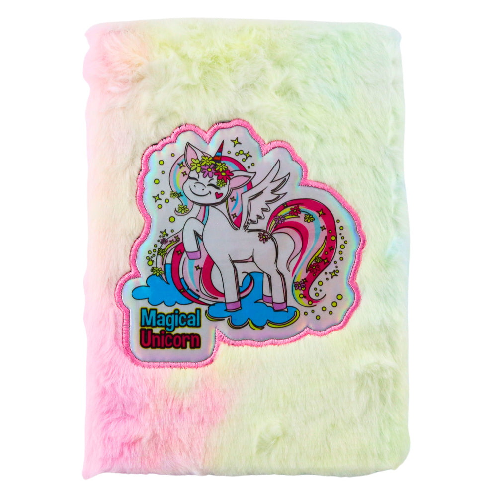 Plush Fur Notebook Lined Notebook With Unicorn Colorful A5