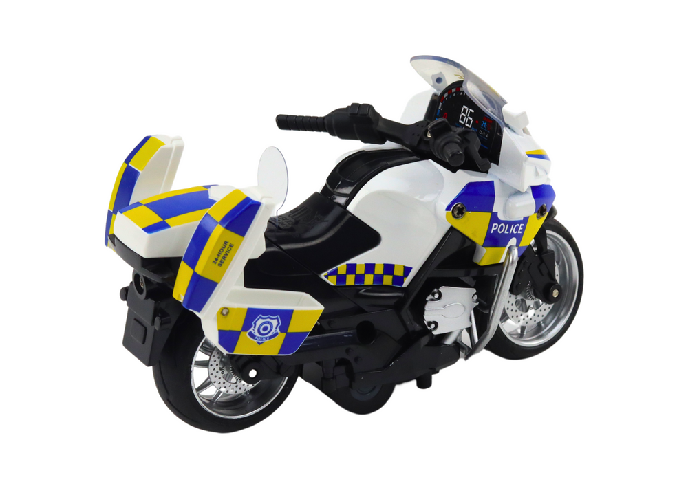 Police Motorcycle With Friction Drive Battery Powered Lights Soundc