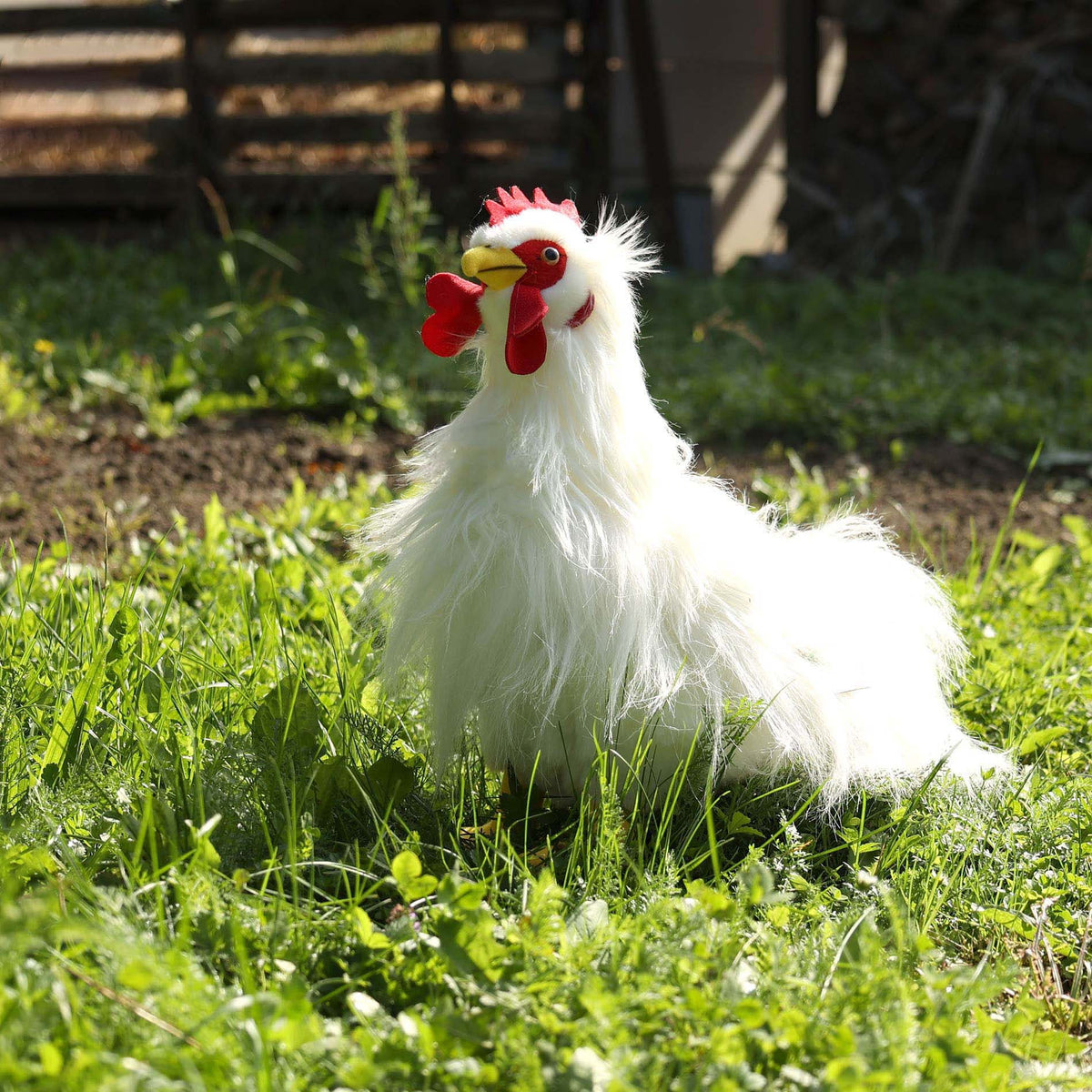 Rooster Bán Plush 33 Cm Éicea-chairdiúil