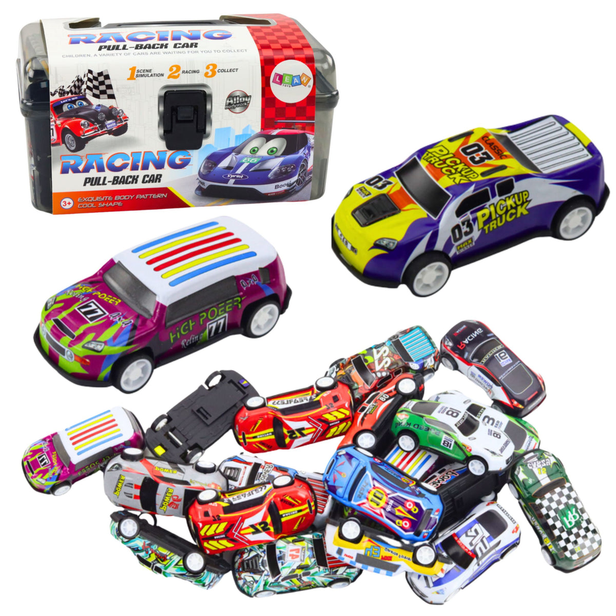 Set Of Cars In Suitcase 25 Pieces Mat With Roads
