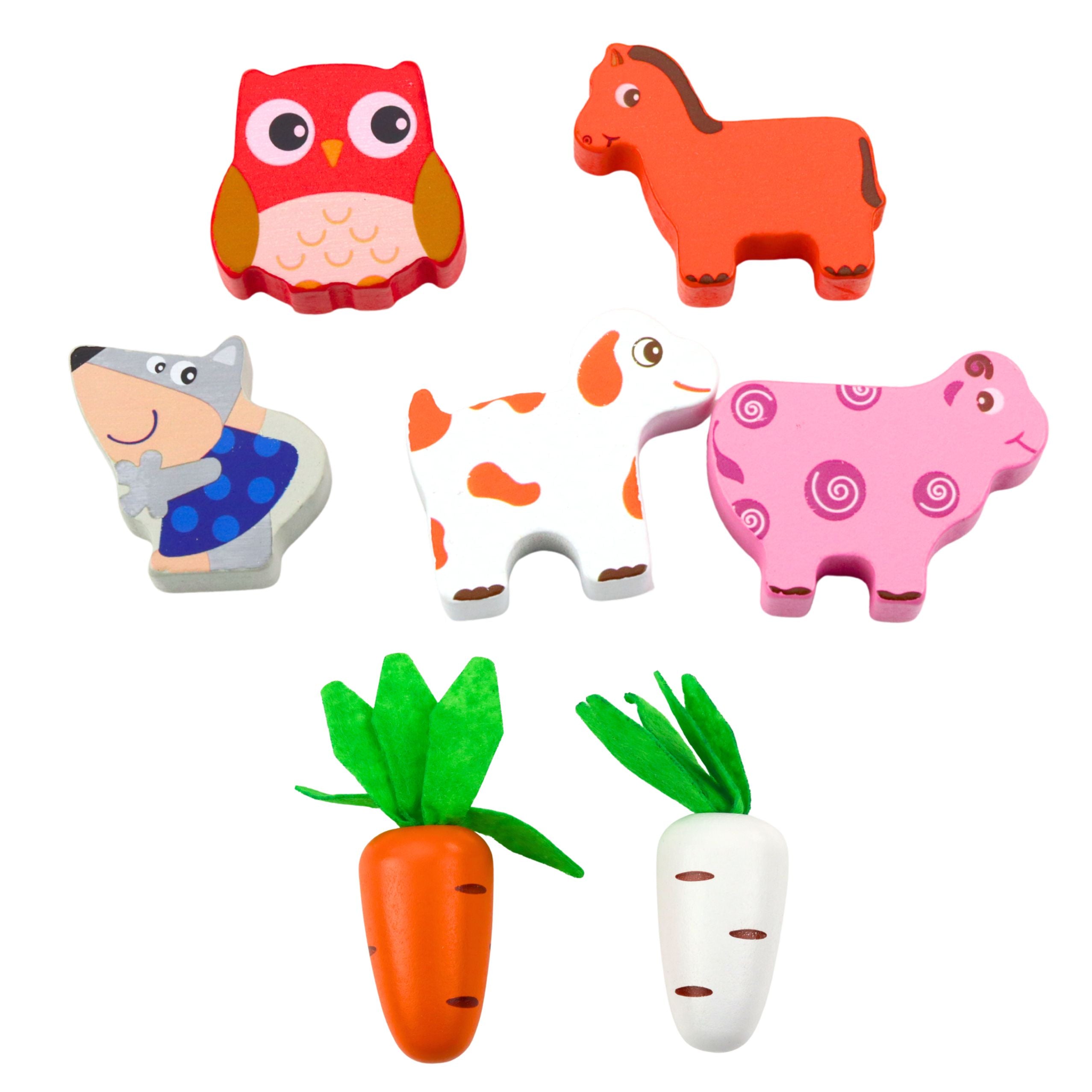 Wooden Educational Toy Happy Farm Magnetic Worm Sorter