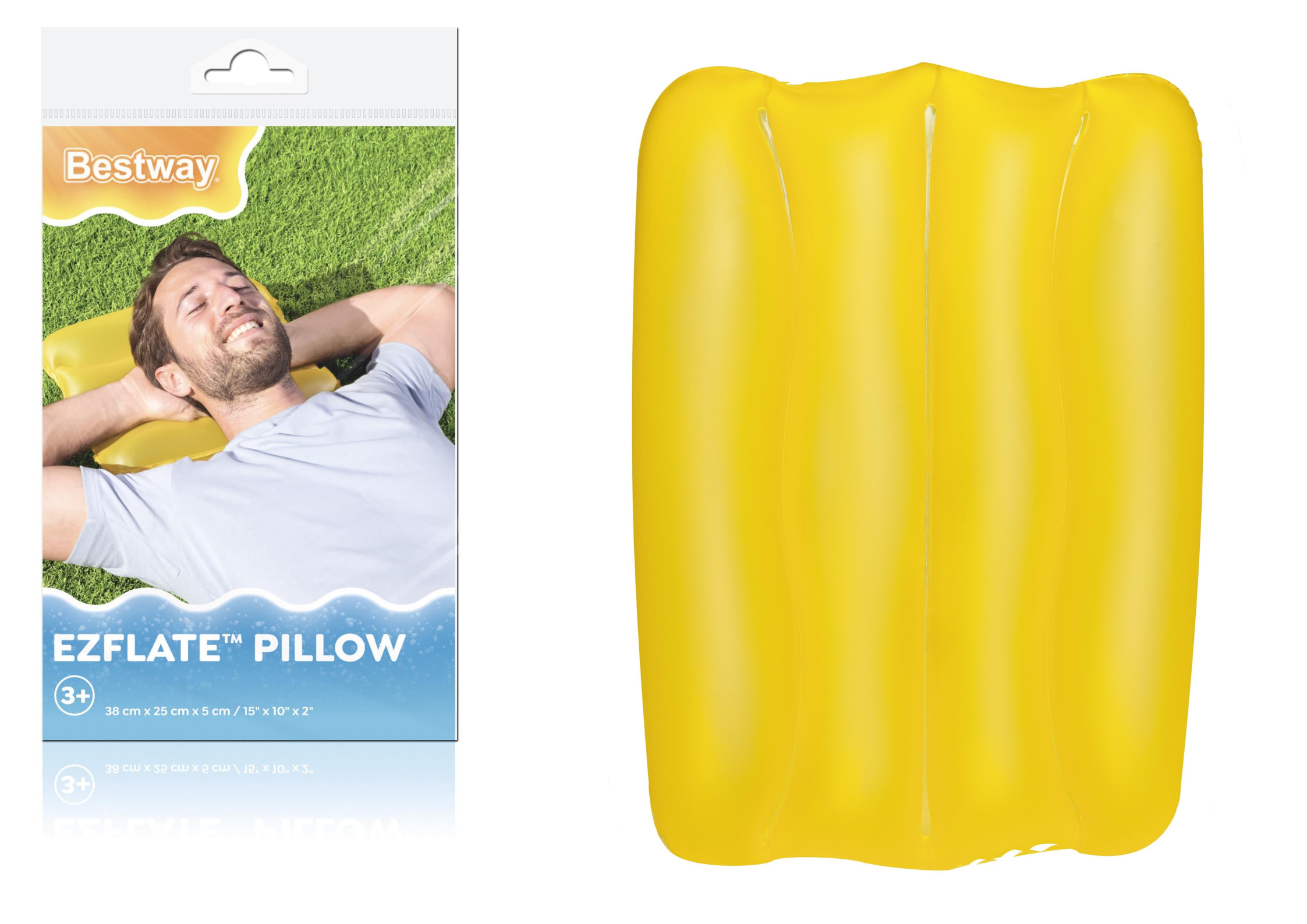 Inflatable Pillow 38 X 25 Cm Yellow Bestway 52127
