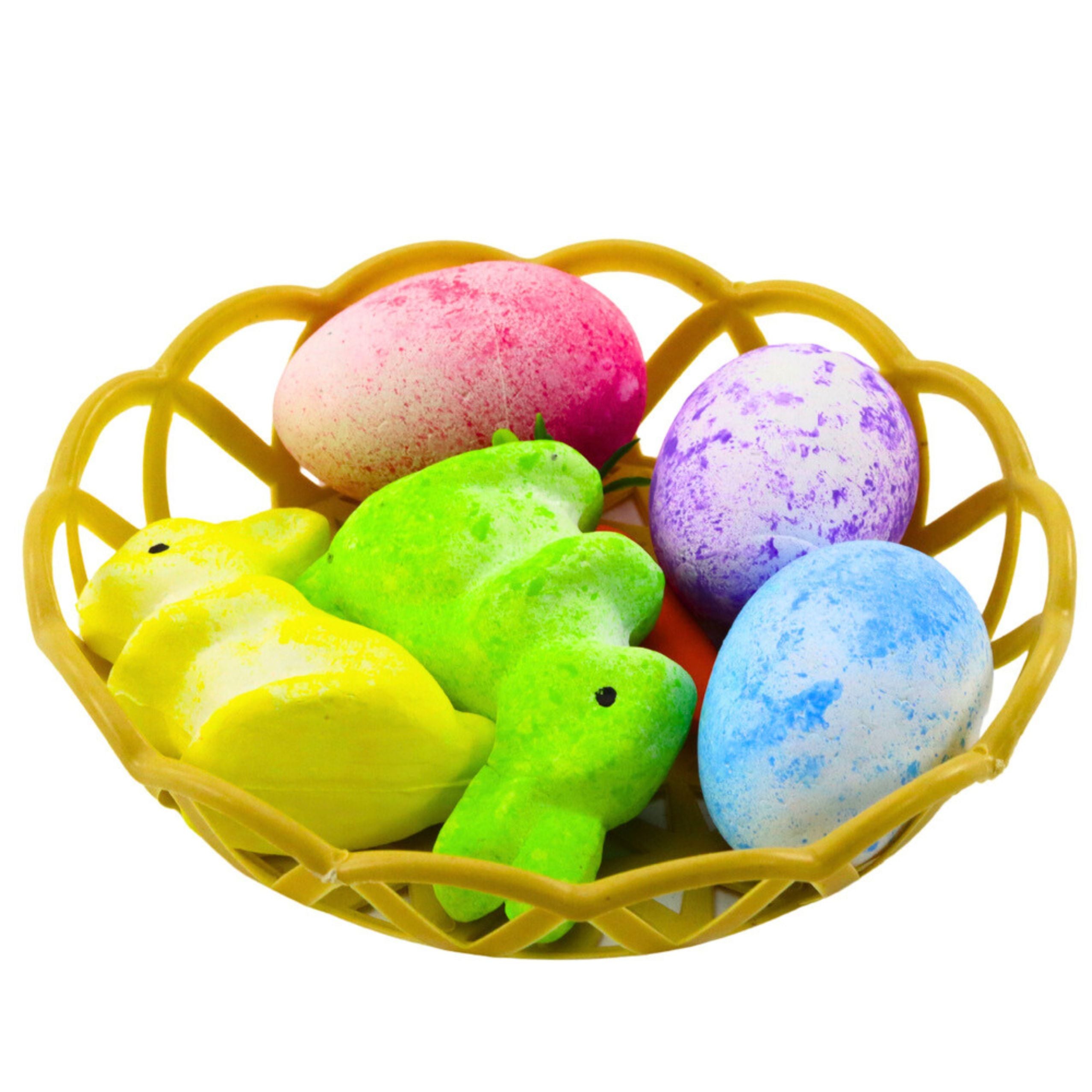 Easter Decorations In Basket Bunnies Eggs Carrot 6pcs