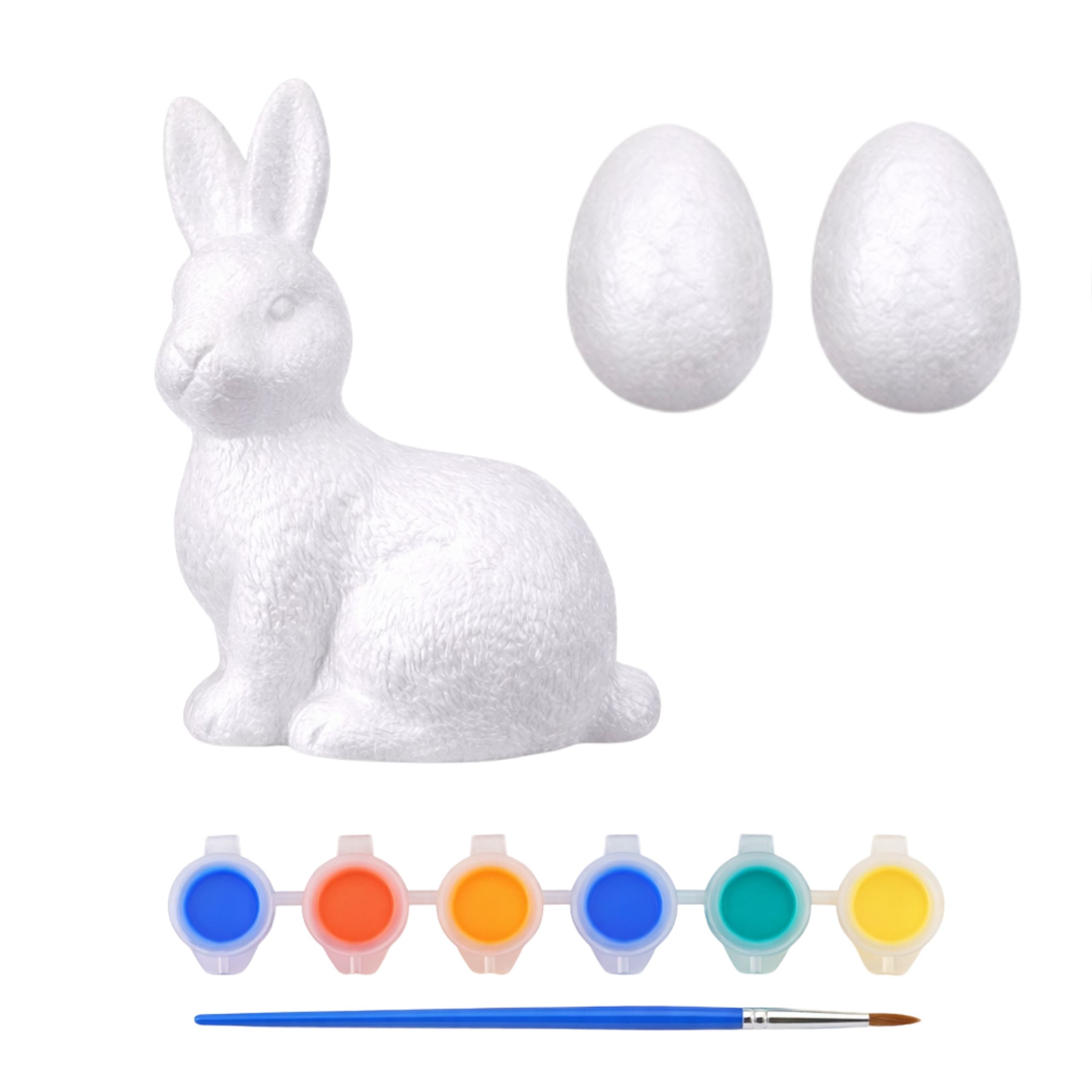 Bunny Styrofoam Decorations Painting Kit 2 Eggs Paints