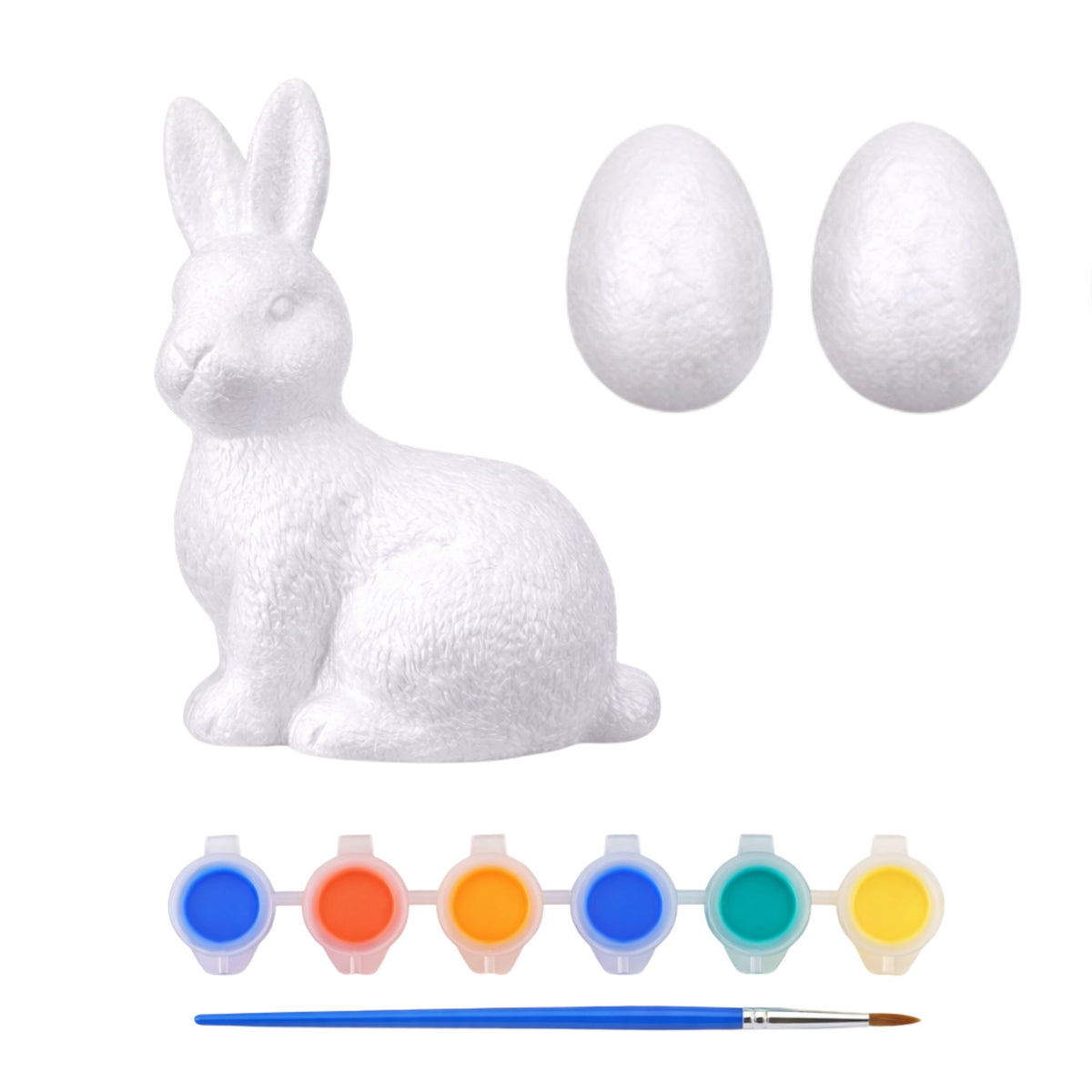 Bunny Styrofoam Decorations Painting Kit 2 Eggs Paints
