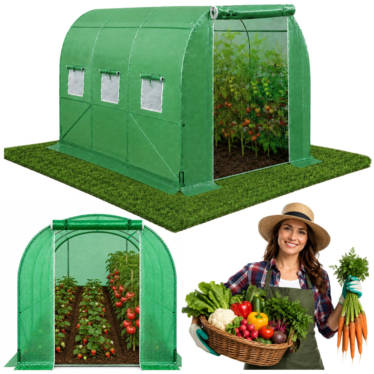Tunnel Uv Verde Per Verdure Con Finestre 2x3 M 6m²