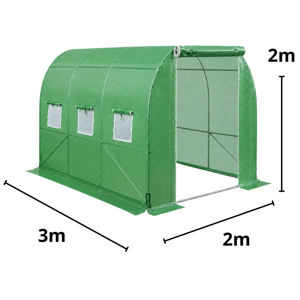 Tunnel Uv Verde Per Verdure Con Finestre 2x3 M 6m²