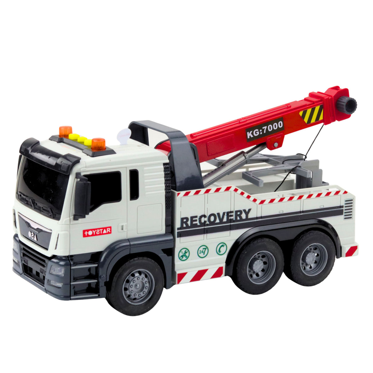Construction Truck With Adjustable Crane Lights And Sounds White
