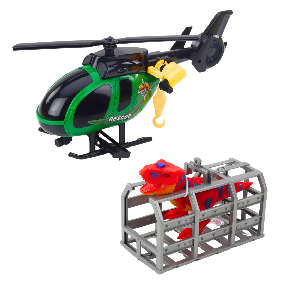 Rescue Kit Lastbil Helikopter Bil Dinosaur Lights Sounds