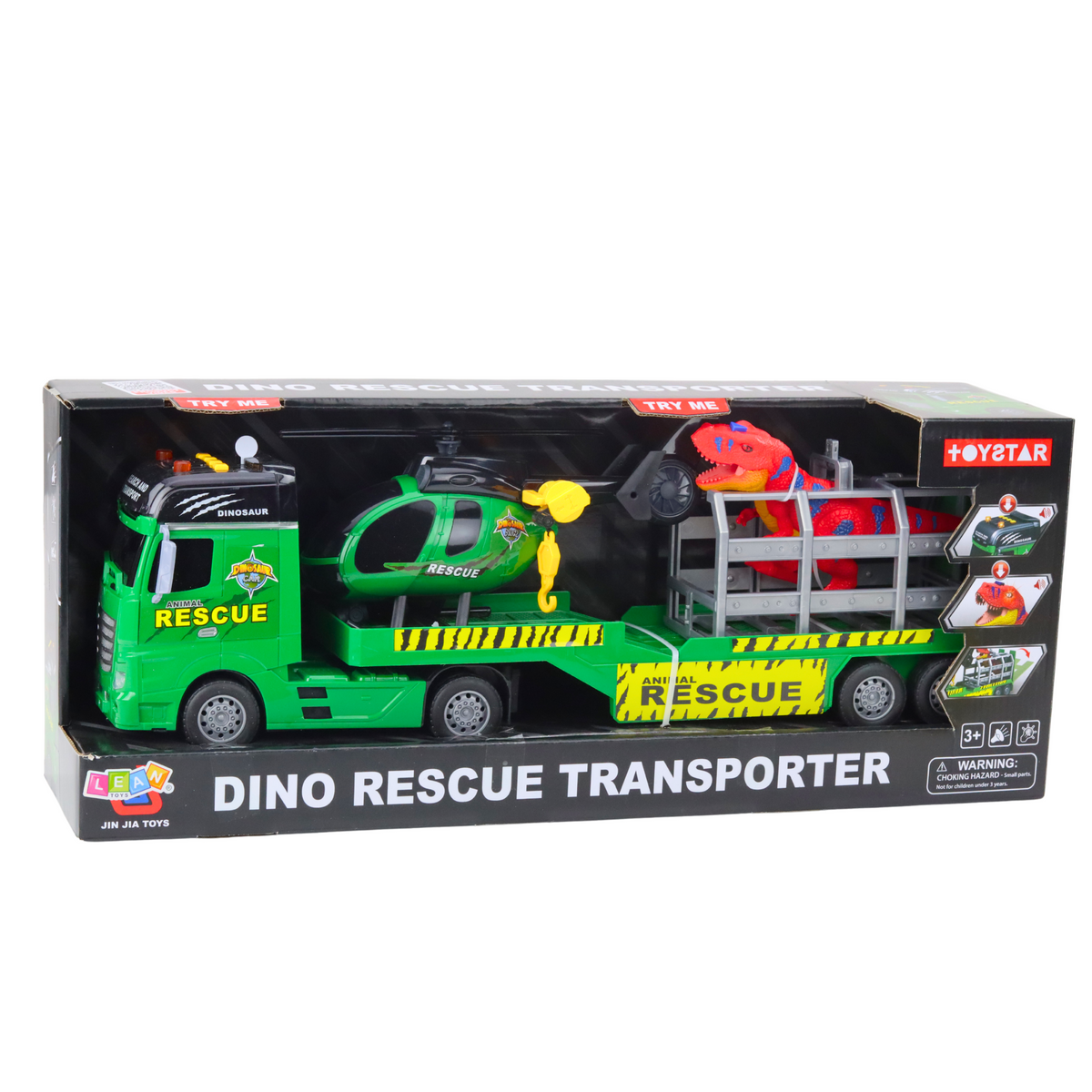 Rescue Kit Lastbil Helikopter Bil Dinosaur Lights Sounds