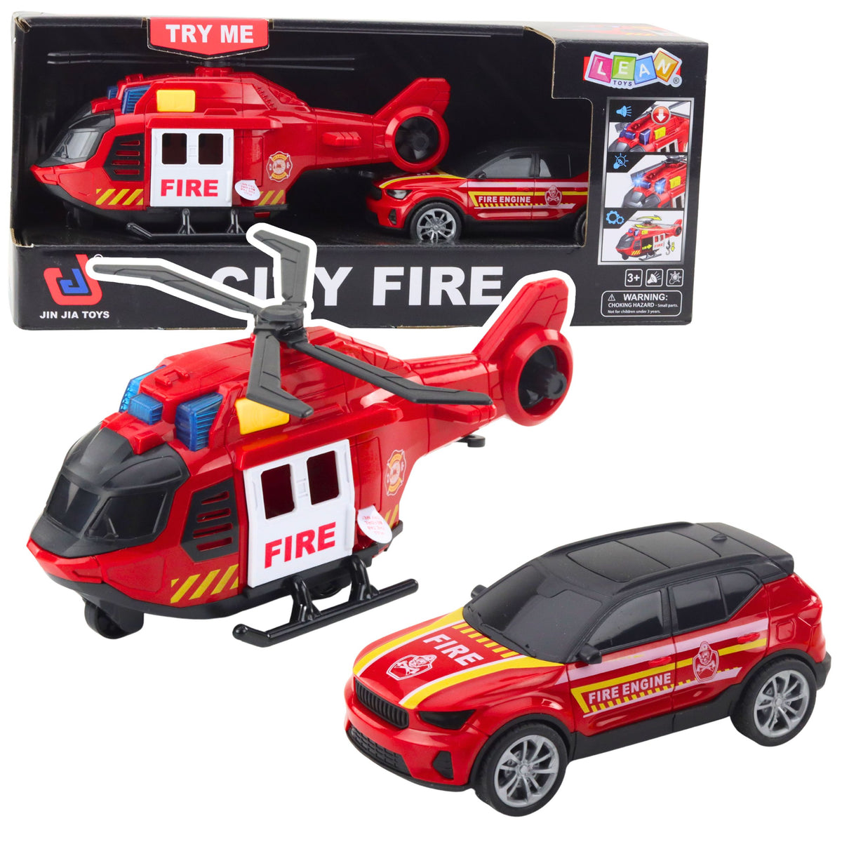 Set: Helicopter Fire Truck Fire Department Lights Sounds
