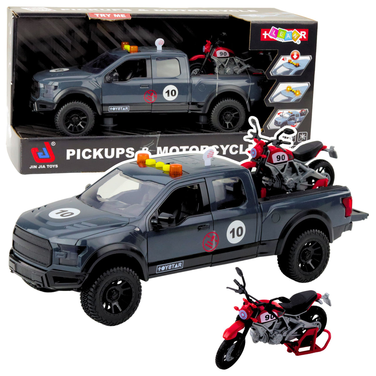 Camionnette avec feux de moteur sonne gris 1:12