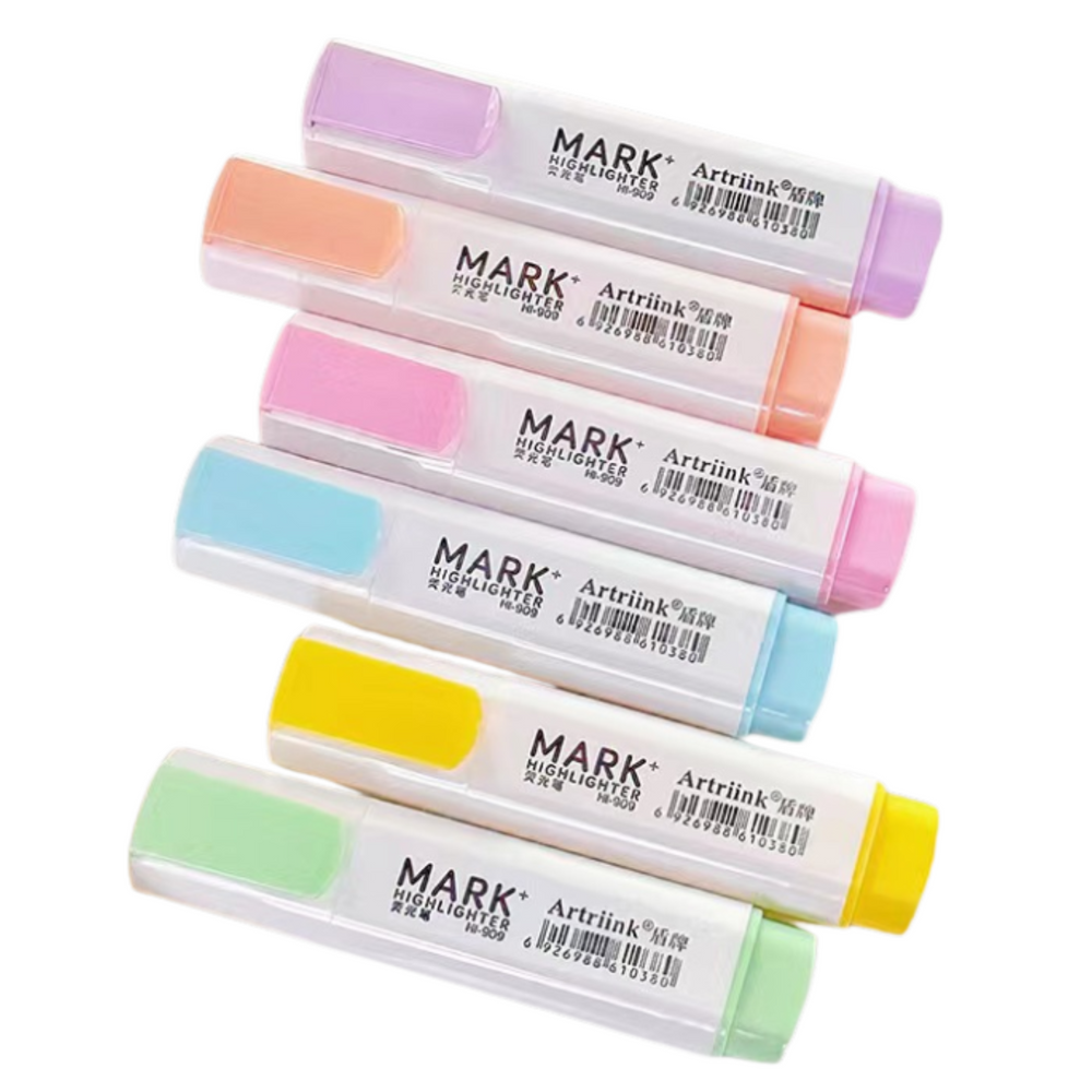 Set Of Markers Highlighters School Office Pastel 6pcs