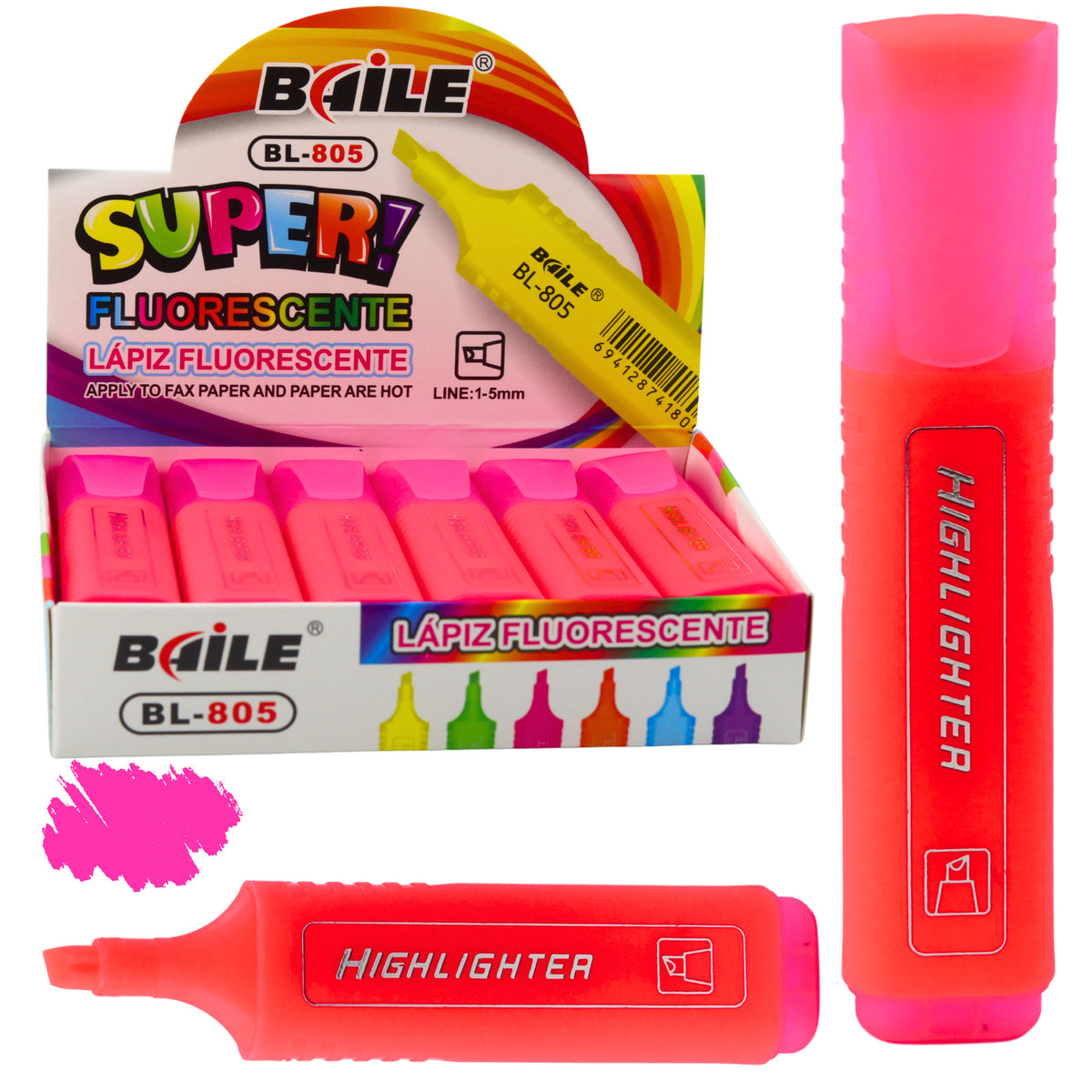 Highlighter Marker For Notes School Office Neon Intense Pink