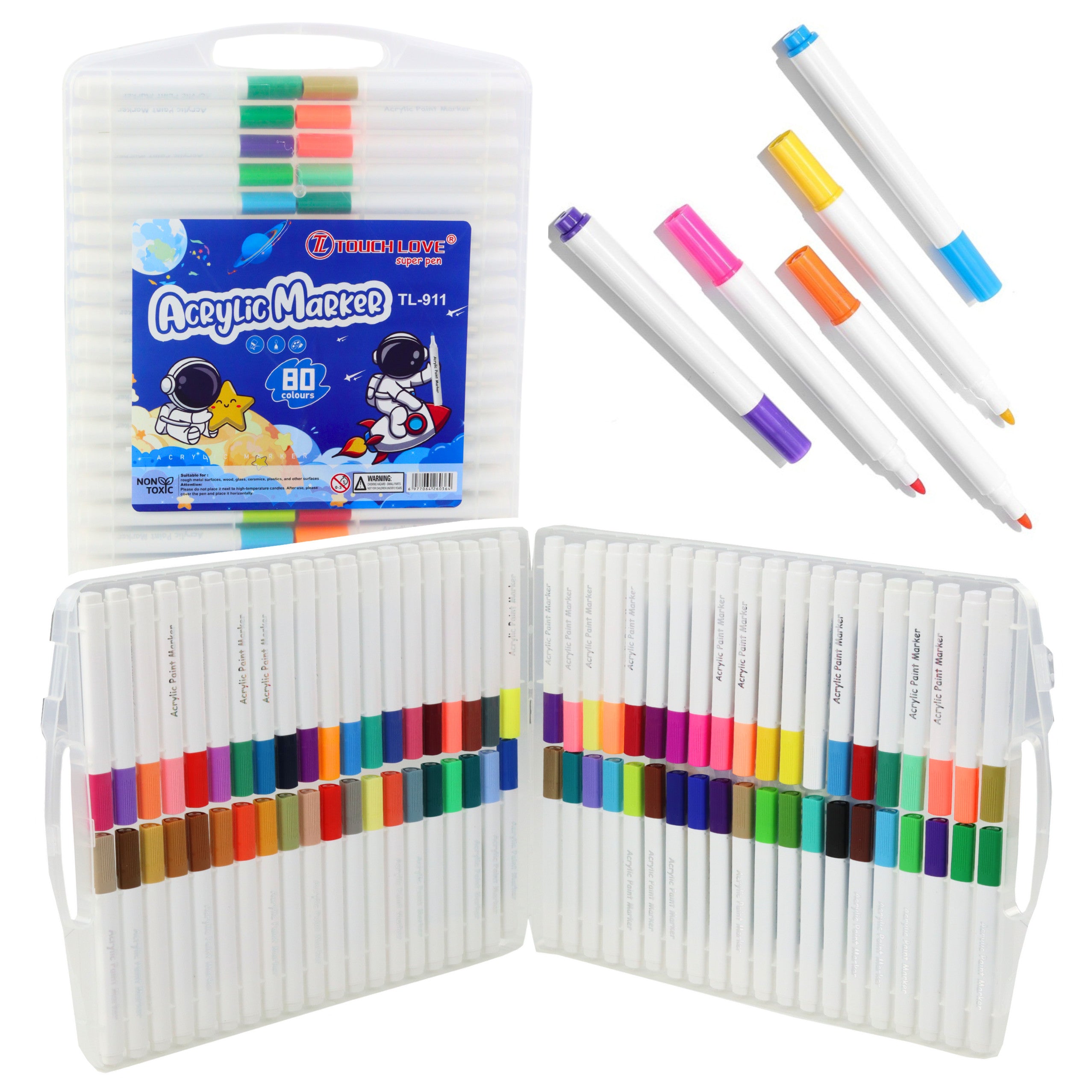 Set Of Acrylic Marker Pens In Organizer 80pcs.