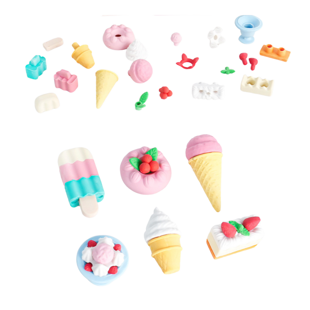 Set Of School Sweets Erasers 6 Pcs