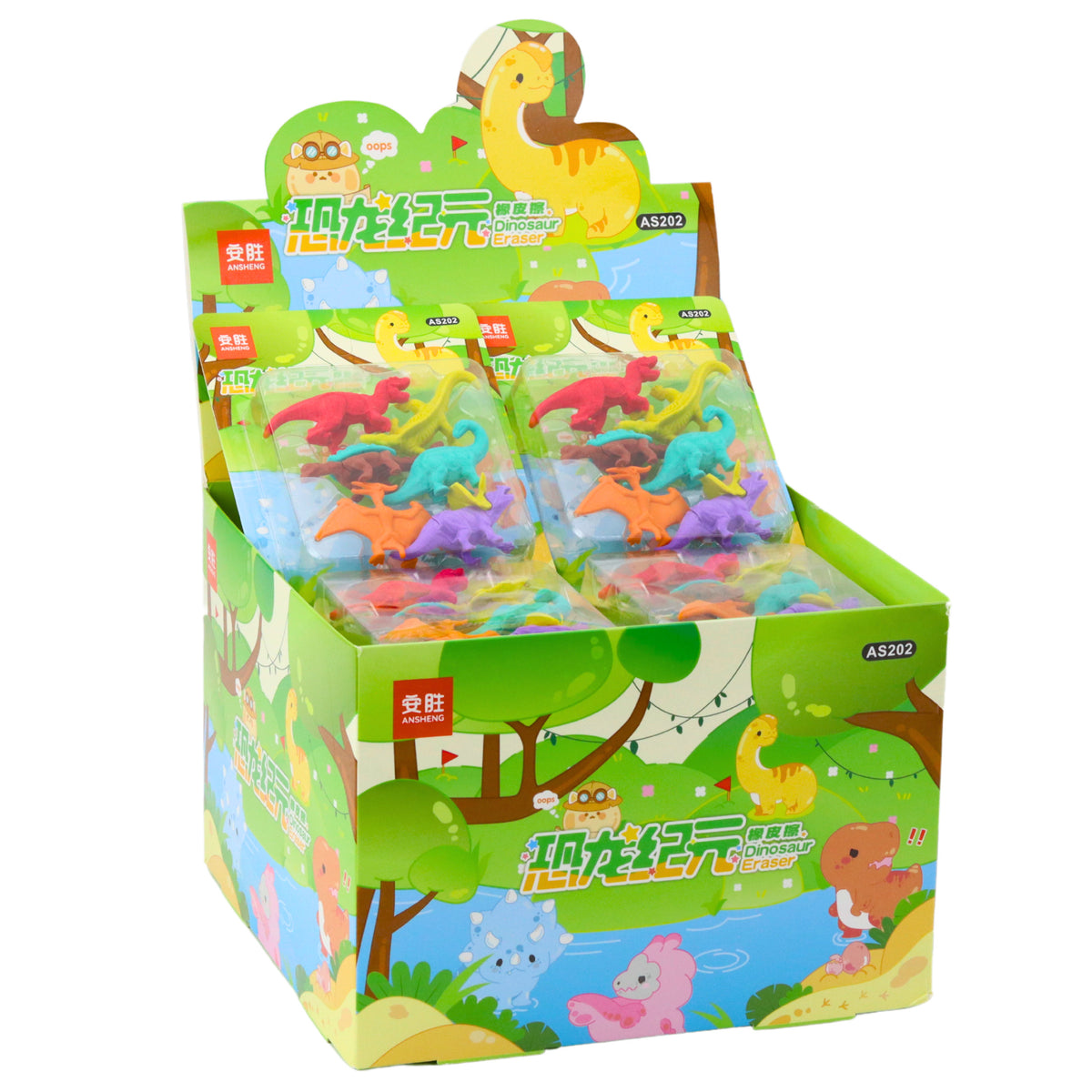 Set Of 6 School Dinosaurs Erasers