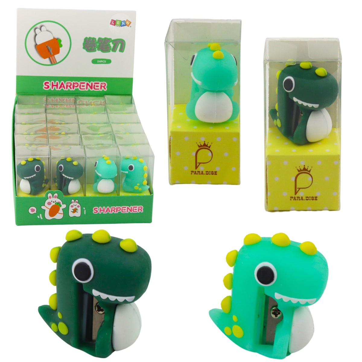 Sharpener For Thin Pencils School Office Dinosaur Green